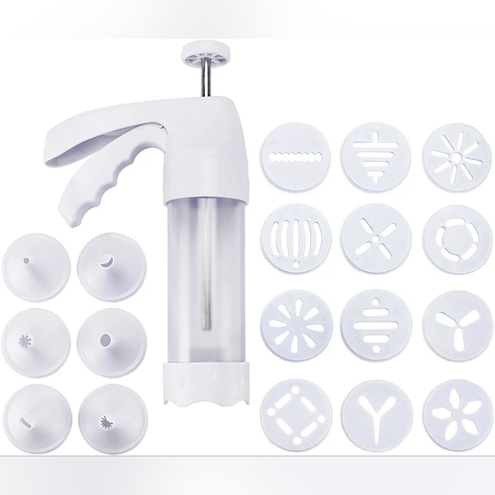 Cookie Press Kit - Plastic Cookie Gun Set with 12 Discs and 6 Icing Tips, BNIB